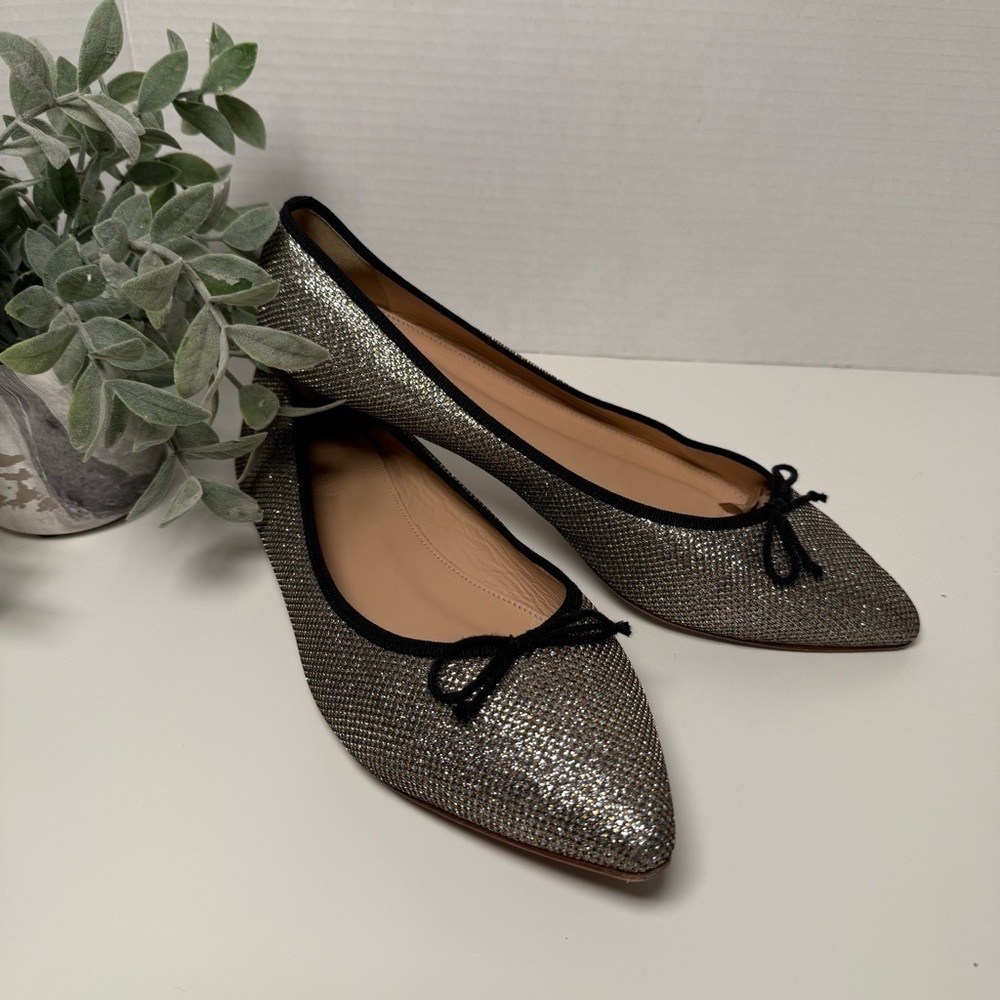 J. Crew Gemma Metallic Pointed Toe Ballet Flats Size 9.5
